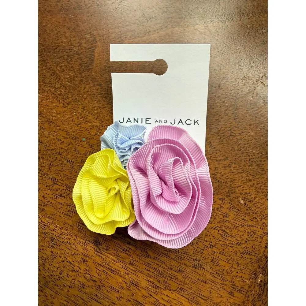 NWT Girls Pink Bow and Floral Clip Hair Duo